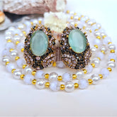 Aqua Green Stud/Earrings (Diamond Cut)